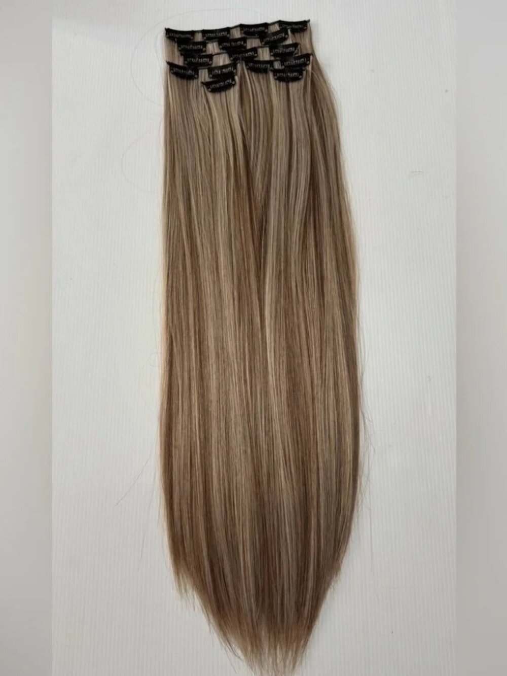 Human hair blend Light Brown With Light Blonde highlights Hair Extensions 24 in - Picture 4 of 8